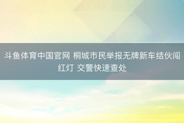 斗鱼体育中国官网 桐城市民举报无牌新车结伙闯红灯 交警快速查处