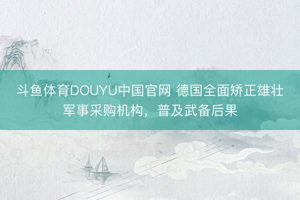 斗鱼体育DOUYU中国官网 德国全面矫正雄壮军事采购机构,普及武备后果