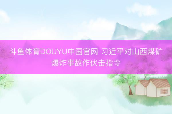 斗鱼体育DOUYU中国官网 习近平对山西煤矿爆炸事故作伏击指令